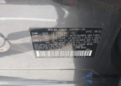 2022 Subaru Ascent Premium из США, поврежденный, VIN 4S4WMACD6N3465807